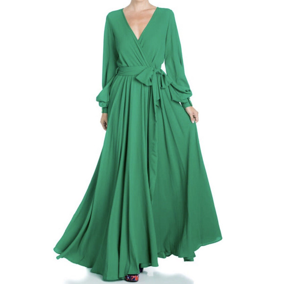 NWT Meghan LA Womens Lilypad Emerald Maxi Dress Size M - Picture 3 of 6